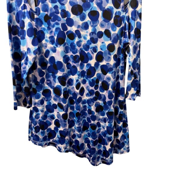 Nygard Blouse Sz S Blue Asymmetrical Hem Tunic Top 3/4 Sleeves Blouse - Picture 4 of 12